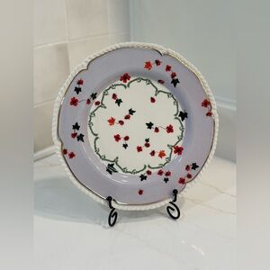 Lou Rota Nature Table Ladybug Floral Plate Scalloped Decorative Dish